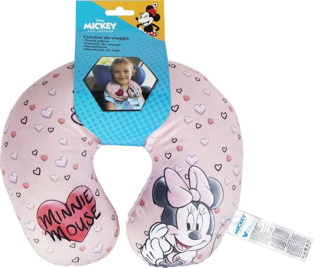 Tataway en Viaggio SI crece - Almohada de viaje Disney Minnie Mouse | Material suave y aterciopelado | Lavable a mano 30° | Relleno de microperlas | Silla infantil a partir de 3 años, Rosa, talla única, terciopelo Cojines de viaje Naty Shop