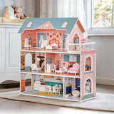ROBUD Casa de muñecas de madera con muebles y accesorios Casas para niñas Casa de juegos Juguete para niños