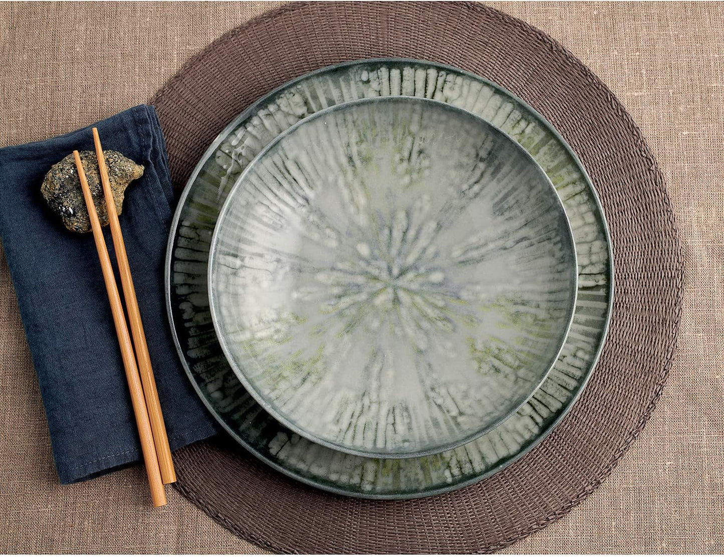Juego de vajilla Fusion de porcelana gris 67351GA2, 12 piezas