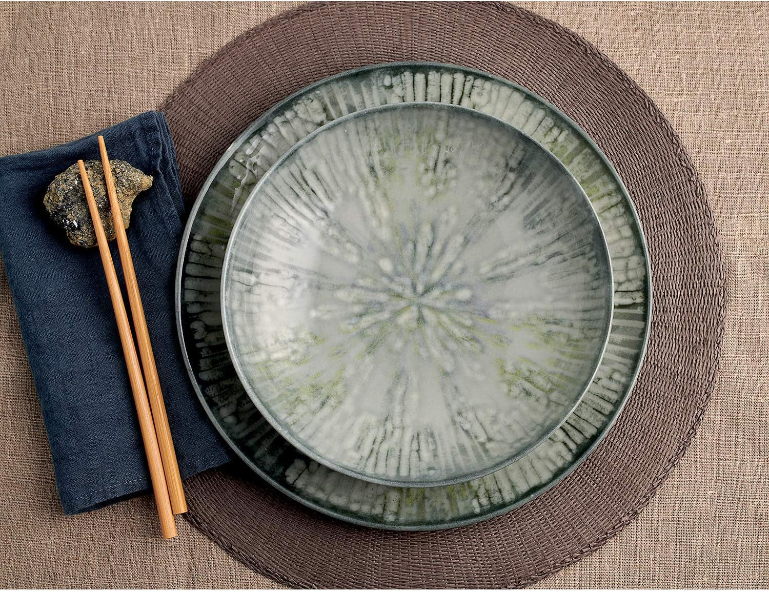 Juego de vajilla Fusion de porcelana gris 67351GA2, 12 piezas