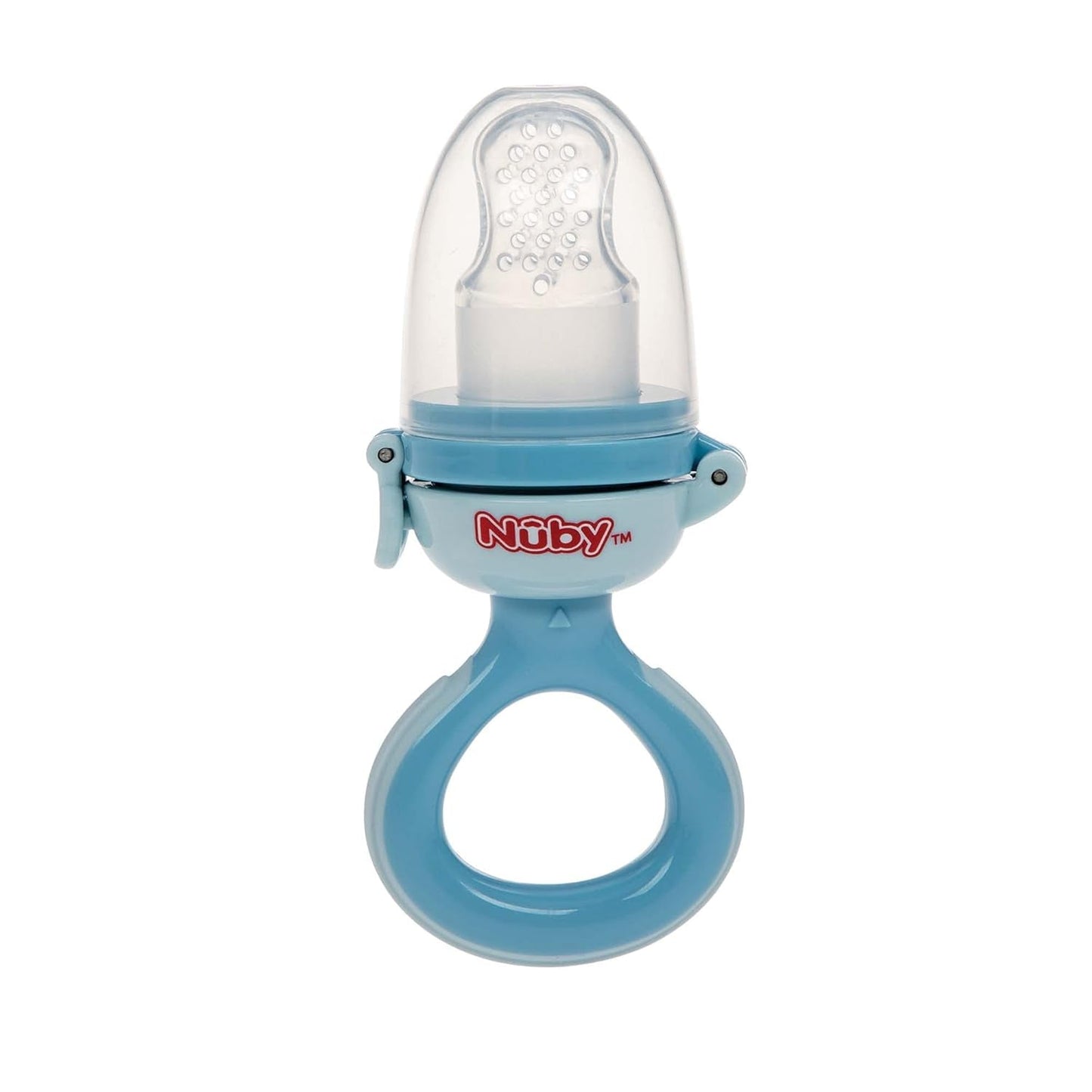 Nuby Alimentador de frutas de silicona Nibbler - Alimentador de frutas para bebés de 6 meses y niños pequeños - Anillo de dentición para frutas, verduras y purés - Sin BPA - Rosa - 6+ meses