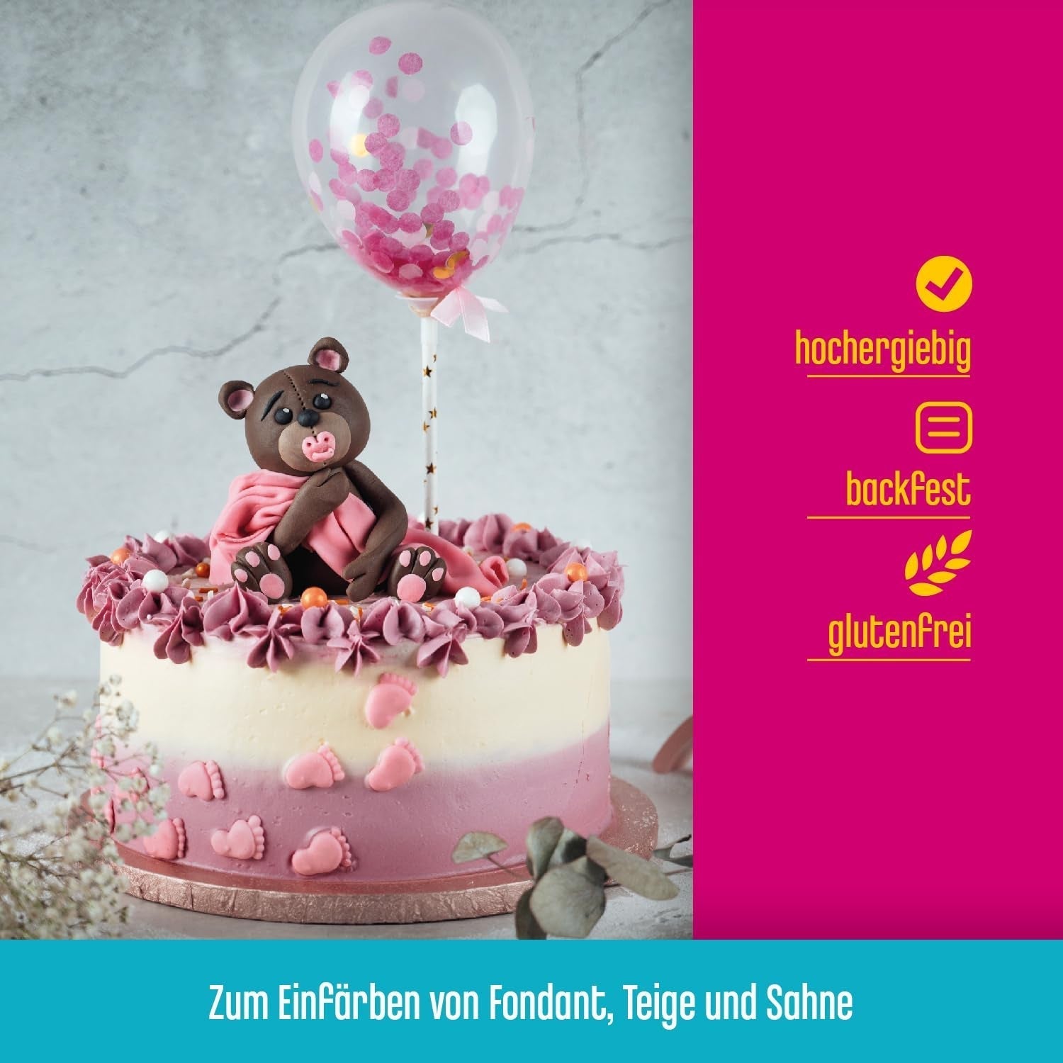 Pasta colorante rosa DECOCINO - 20 g - Colorante alimentario, ideal para colorear tartas, fondant y cremas - Sin ácidos grasos azoicos ni gluten