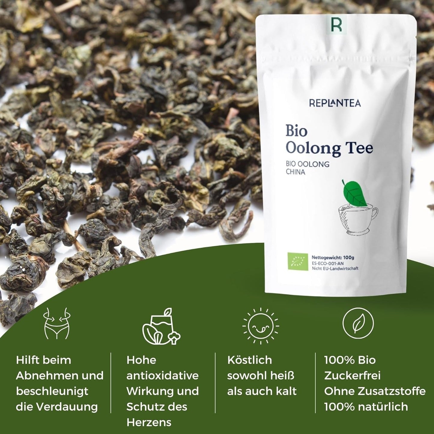 Té Oolong Bio 100 G (50 tazas) | Té Tie Guan Yin Oolong REPLANTAR