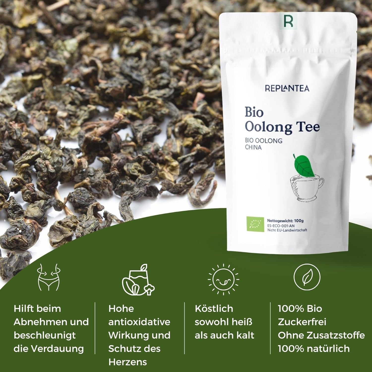 Té Oolong Bio 100 G (50 tazas) | Té Tie Guan Yin Oolong REPLANTAR