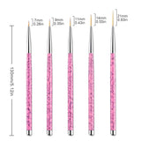 Sularpek Nail Art Liner Pinsel, 5 Stück Profi Detail Fine Nails Gel Nail Brush, Nagel Pinsel Dünn Für Beauty Frauen Nagelstudio (5 tamaños, Rosa)