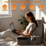 Almohada de lectura grande con soporte para el cuello y reposabrazos extraíbles, almohada de respaldo para cama, almohada de respaldo ergonómica con brazo, bolsillo y funda lavable para leer y ver televisión.