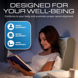 Almohada de lectura de cuña, almohada para respaldo de cama, almohada para brazo para TV, libros, juegos, dormitorio, soporte para la espalda (gris/blanco, estándar)