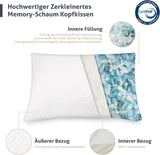 EGO HOME Almohada viscoelástica 40x80 cm con viscoelástica triturada - Almohada cervical ergonómica y transpirable para personas que duermen de lado, boca arriba o boca abajo - Certificado Oeko-Tex - Funda lavable