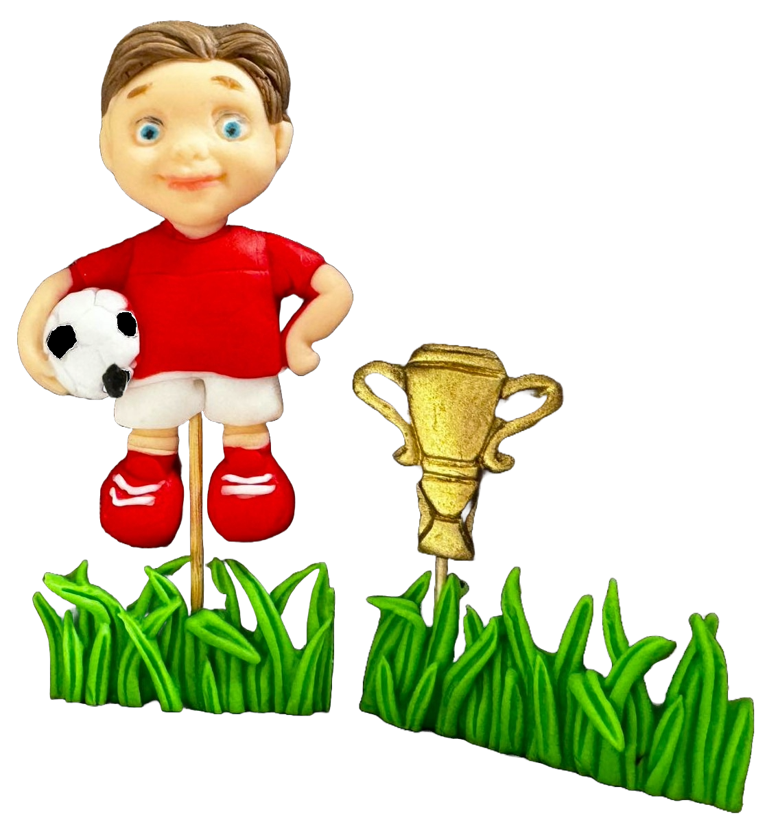 Set de 4 adornos de azúcar comestible, Decoraciones de Pasta de Azúcar Futbolista Naty Shop
