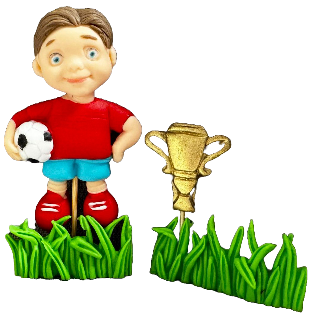 Set de 4 adornos de azúcar comestible, Decoraciones de Pasta de Azúcar Futbolista Naty Shop