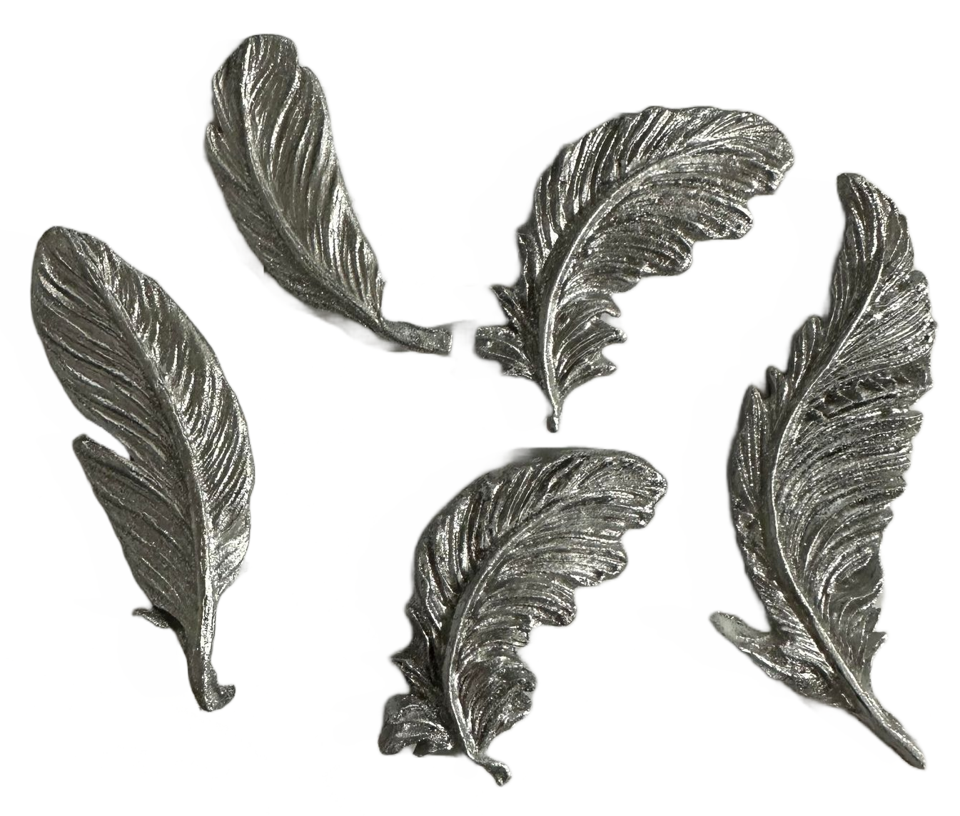 Juego de 5 adornos de azúcar, plumas plateadas Adornos de pasta de azúcar Nati Shop