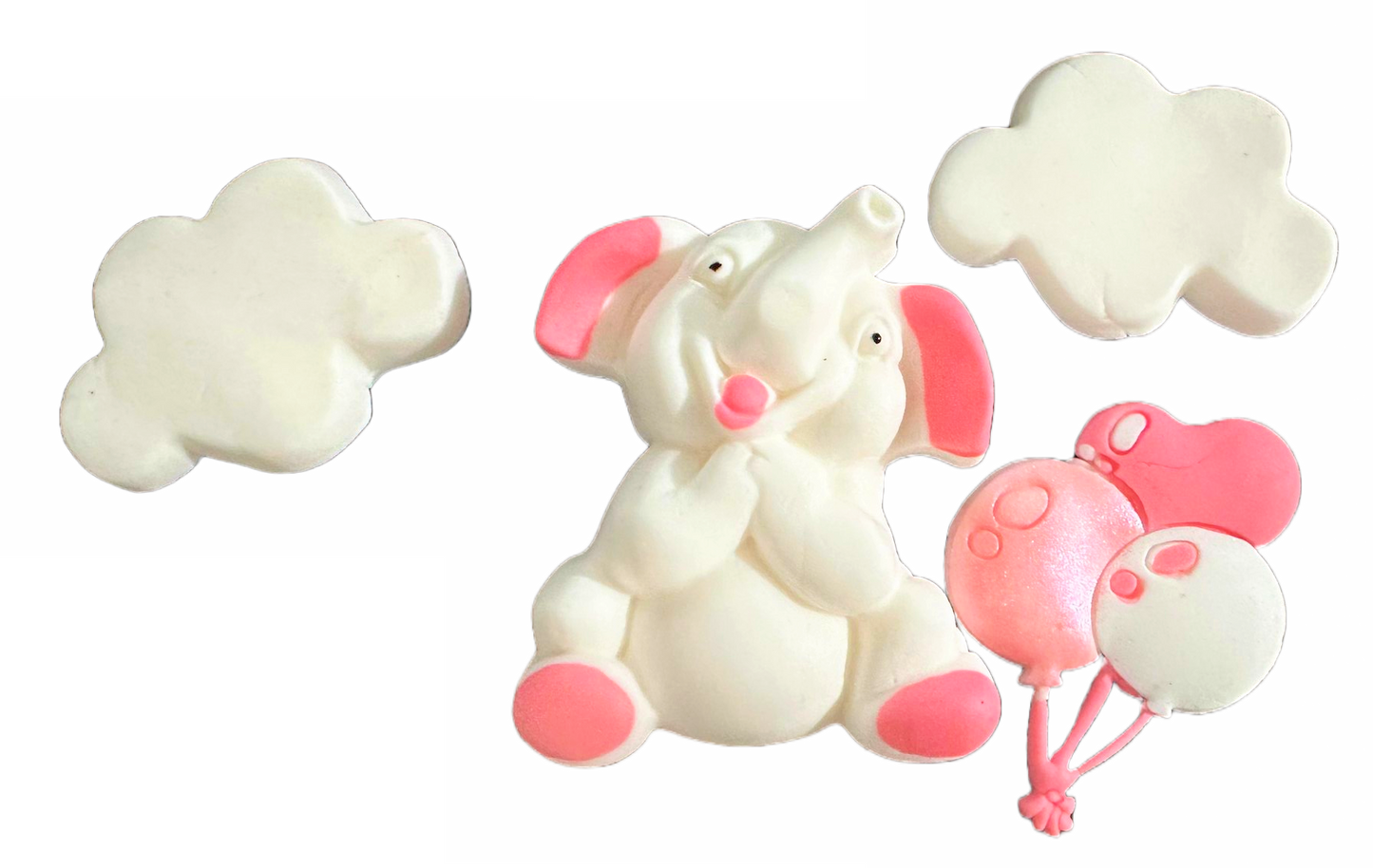 Set de adornos comestibles de azúcar, Elefante Rosa Decoraciones de Pasta de Azúcar Nati Shop
