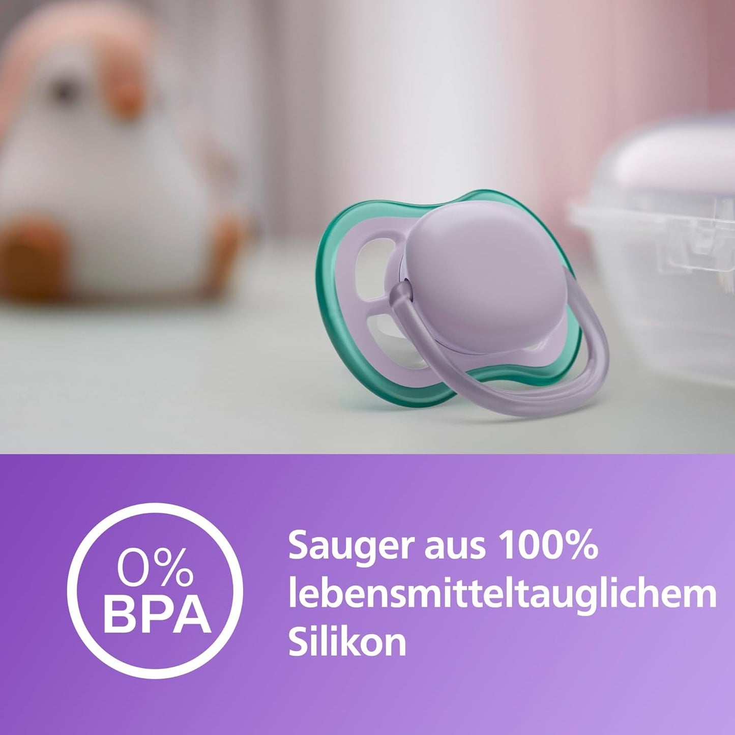 Chupetes Philips AVENT ultra air - Chupetes ligeros y transpirables para bebés de 0 a 6 meses, sin BPA, con estuche como esterilizador, pack de 2, modelo SCF085/24