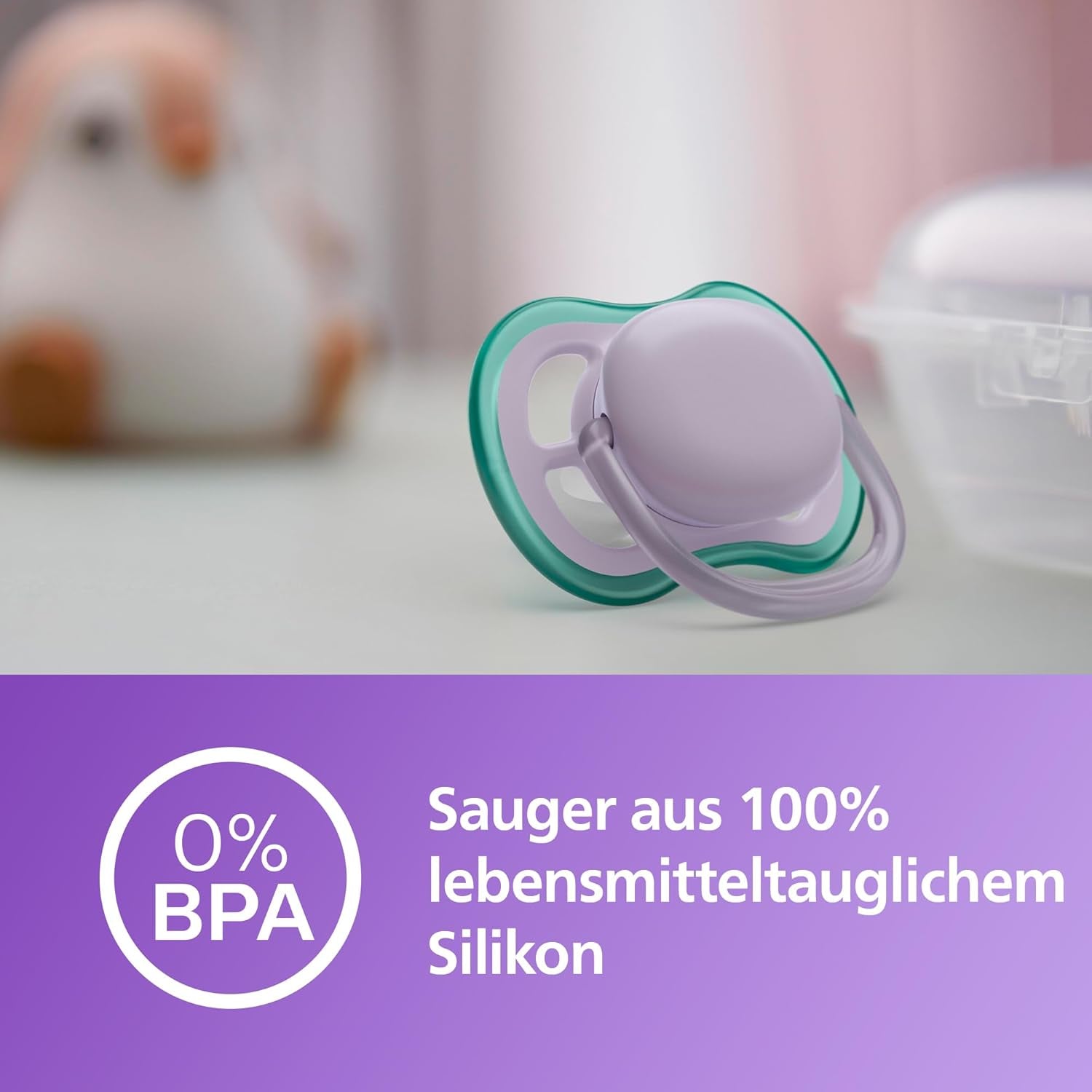 Chupetes Philips AVENT ultra air - Chupetes ligeros y transpirables para bebés de 0 a 6 meses, sin BPA, con estuche como esterilizador, pack de 2, modelo SCF085/24