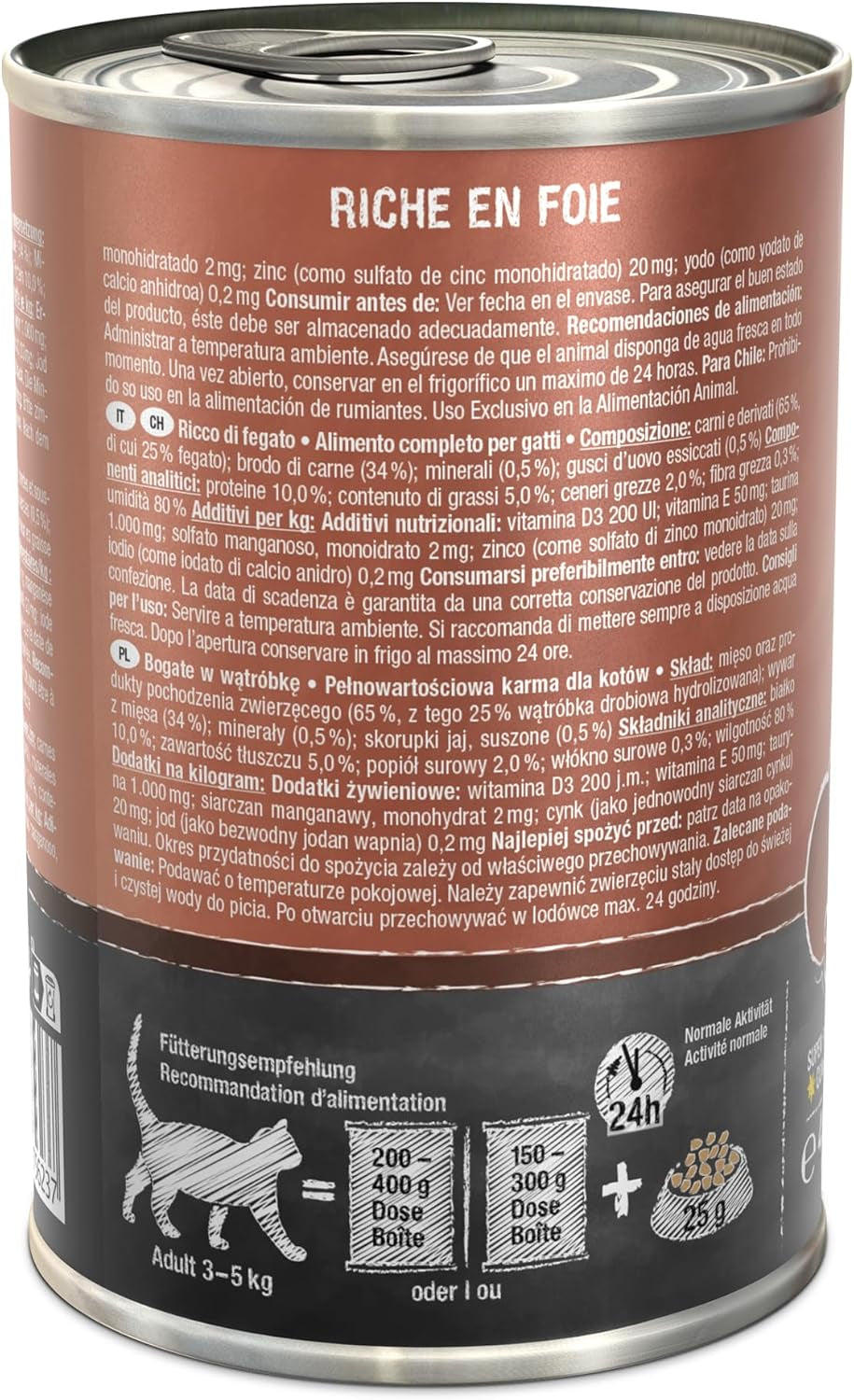 LEONARDO Comida húmeda [6x400g hígado] | Comida húmeda para gatos sin cereales | Conservas húmedas completas