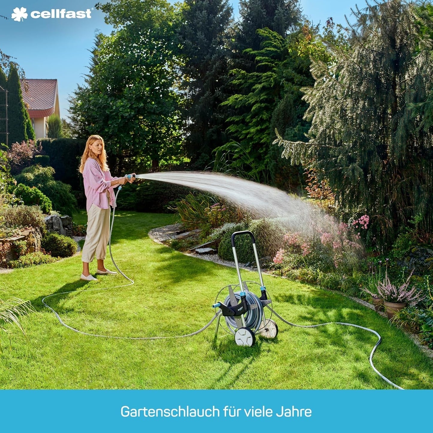 CELLFAST Manguera de jardín Manguera de agua de 6 capas Manguera de riego de tela trenzada doble Manguera flexible antialgas resistente a los rayos UV 32 bar 1 pulgada 25 metros Hobby