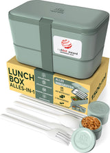 Umami Fiambrera para Adultos, Fiambrera Bento Apilable con 4 Cubiertos y Compartimentos, Fiambrera para Adultos, Ensaladera para Llevar, Fiambrera para Picnic/Oficina, Gris Antracita, 1500ml Naty Shop Fiambreras Verde Pizarra L - 1500ml Apilables Una Dentro De Otra