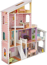 Amazon Basics Casa de muñecas de madera de 4 niveles y muebles, accesorios para muñecas de 12" Naty Shop Casas de muñecas