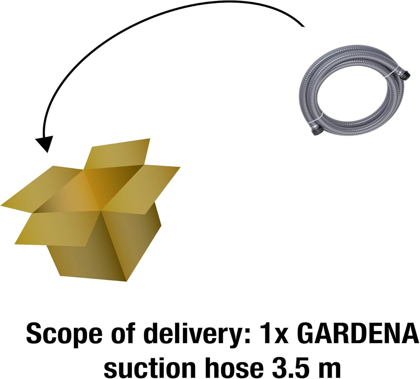 Manguera de aspiración Gardena de 3,5 m: Manguera de aspiración robusta para ampliar el kit de aspiración, 25 mm de diámetro, resistente al vacío y lista para conectar (1412-20)