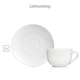 Sänger Juego de tazas de café New Port, juego de 12 tazas para 6, tazas y platillos de porcelana blanca, 150 ml | LA COLECCIÓN PREMIUM
