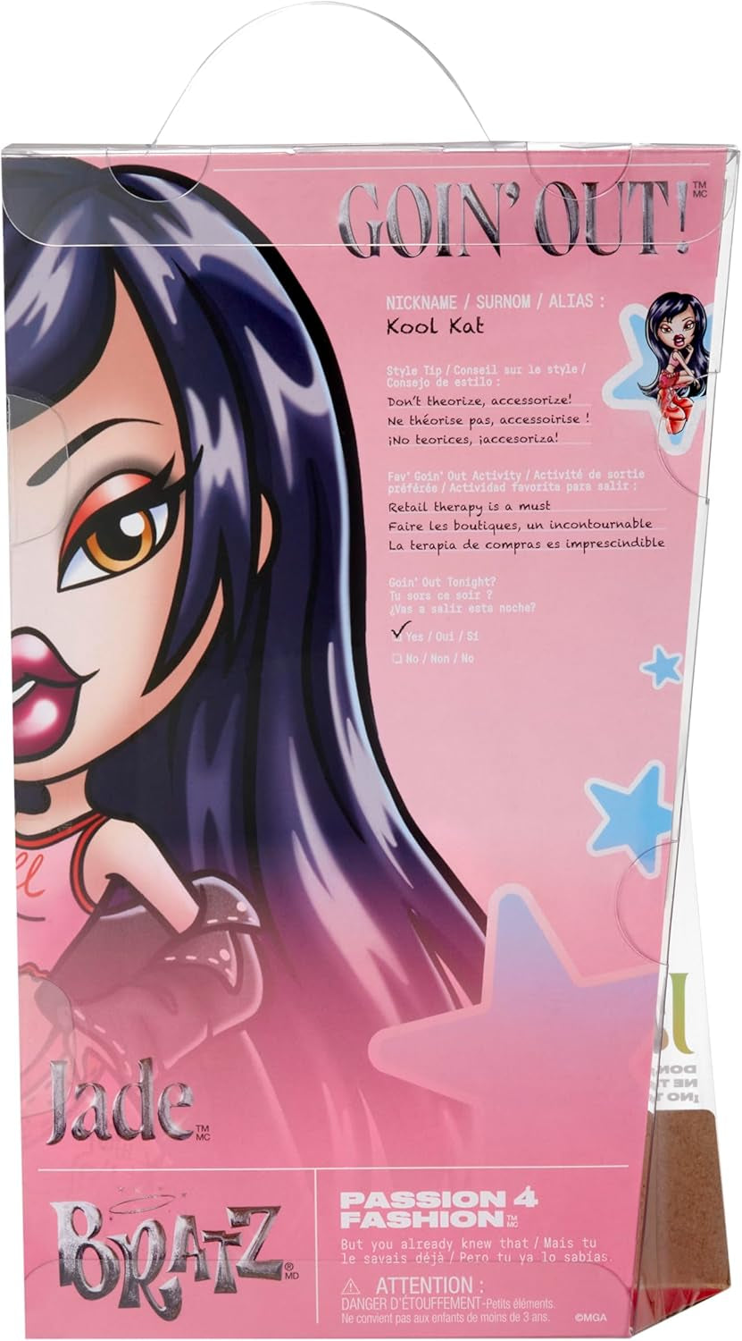 ¡Las Bratz van a salir! - Jade - 1 muñeca coleccionable con accesorios, ropa, bolso, gafas de sol y cepillo - Juguete para niños - A partir de 6 años, Rojo