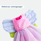 HABA Ropa para muñecas Fairy Magic - Juego de 2 piezas para muñecas de 18 meses en adelante (30 cm) - Vestido de tul con alas, diadema de flores incluida - 1306243001