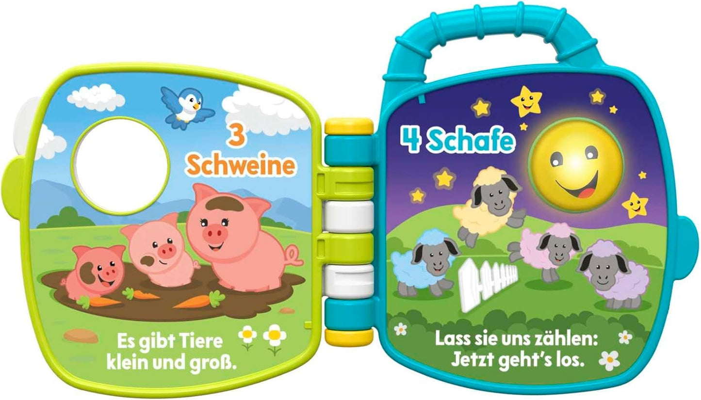 Cancionero musical de Fisher-Price Animal Friends | Juguete bebe a partir de 6 meses, 1 año para niñas y niños | Juguete para niños | Libro de música con sonidos y efectos de luz | Juguete educativo (alemán), GFP29 Jucarii Bebe Naty Shop
