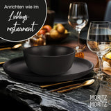 Moritz & Moritz Vajilla NORDIC para 6 personas - Vajilla de gres negro de 18 piezas - Diseño escandinavo - Vajilla robusta para 6 personas para uso diario e invitados - Vajilla combinada