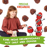 FRECHE FREUNDE Jaleas de frutas orgánicas, piruletas de manzana, frambuesa y arroz, snack dulce afrutado para niños, sin gluten, vegano, paquete de 20 (20 x 30 g)