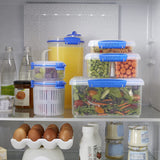 KLIP IT System Tarro de almacenamiento de alimentos, 5 litros, apilable, a prueba de fugas, con tapa, apto para frigorífico/congelador, sin BPA, plástico, clips azules, 1 pieza (paquete de 2) Cajas de almacenamiento de alimentos Naty Shop