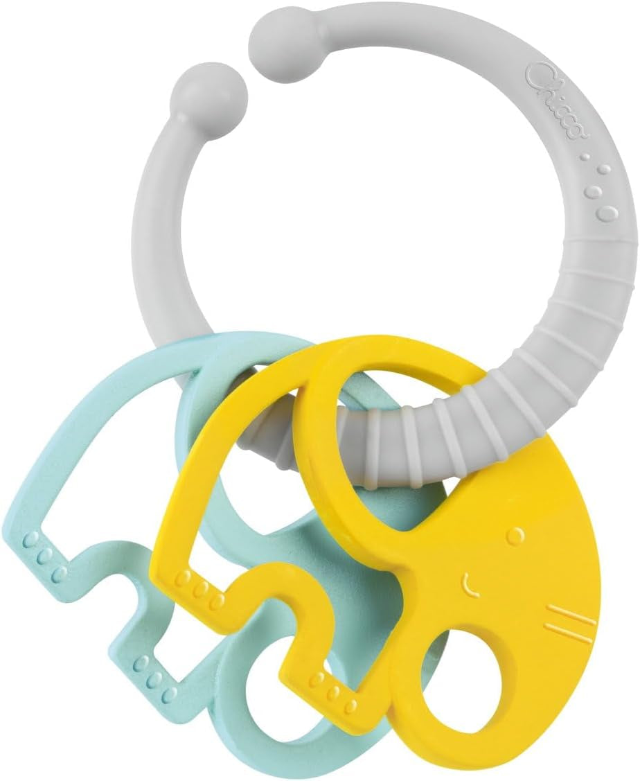 Chicco set regalo comida Dou Dou, set babero, trona de juguete con ventosa en forma de simpático pollo, con dos sonajeros de colores, fácil de coger a partir de 6 meses Juguetes Bebé Naty Shop