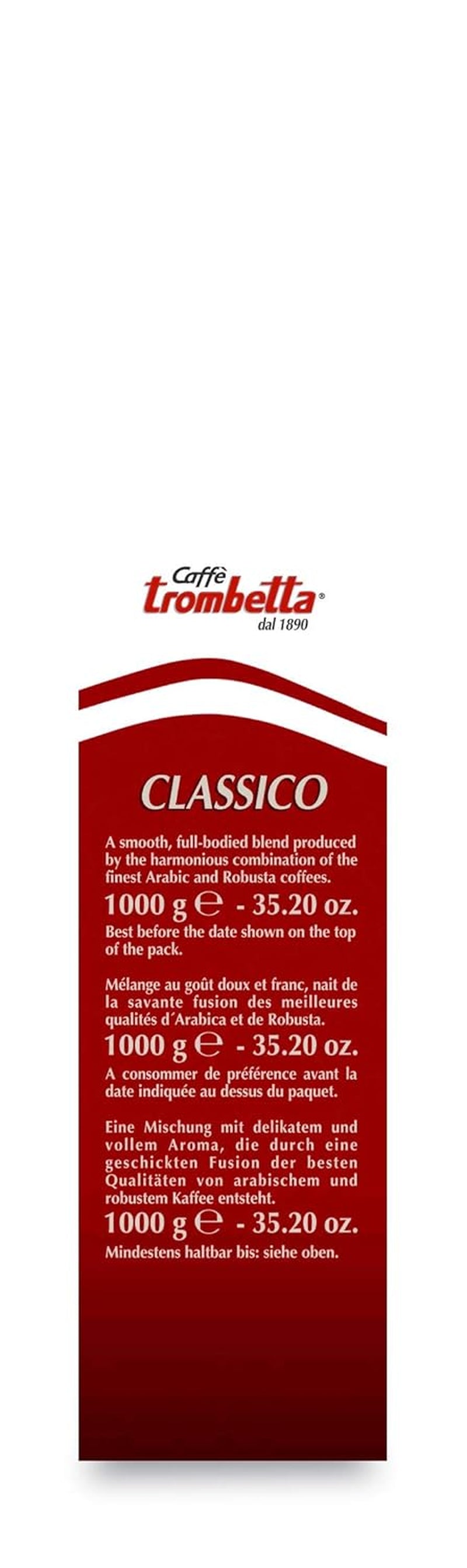 Caffè Trombetta Italien Kaffee Geröstete Kaffeebohnen, clásico. Eine perfekte Harmonie zwischen Aroma und Körper - 1 kg