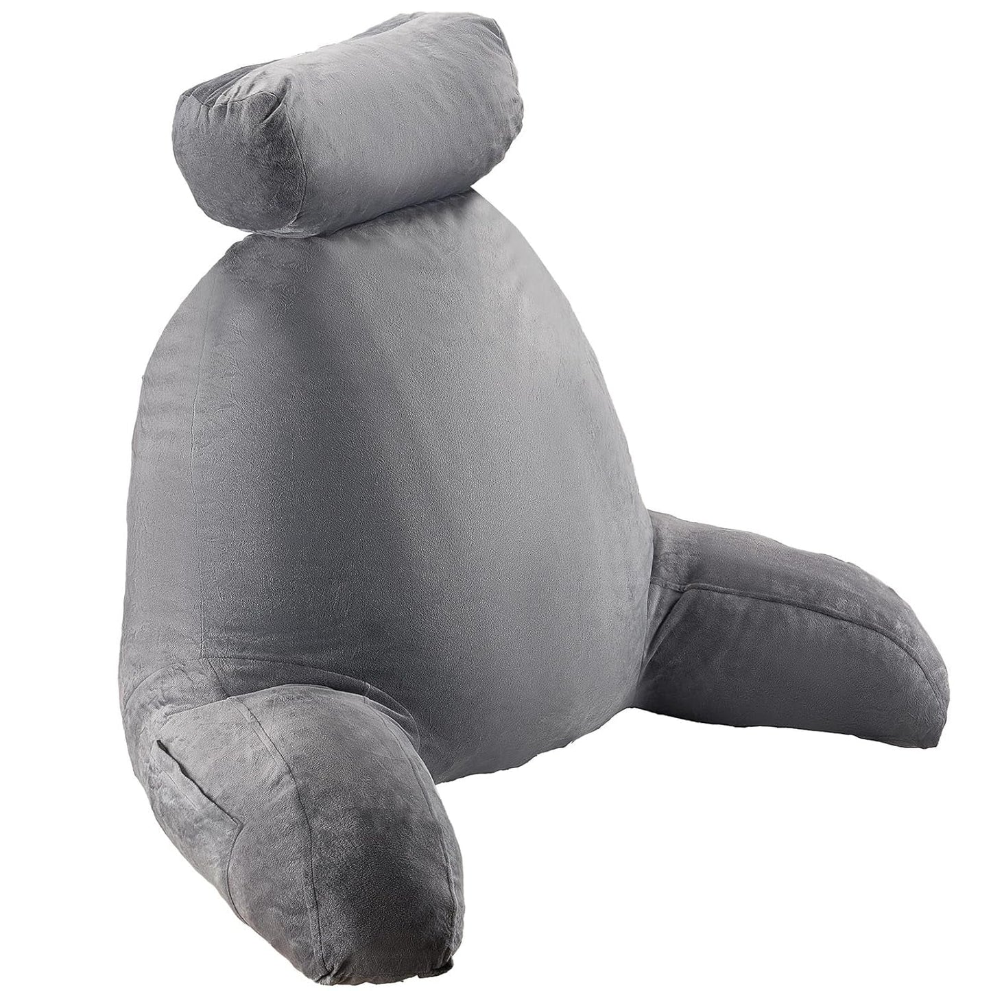 VEVOR Almohada de lectura, almohada de cama (grande) con reposacabezas desmontable, almohada trasera de 3 bolsillos y tela de terciopelo corta lavable y espuma viscoelástica triturada, lateral con asa, para ver televisión, leer, jugar