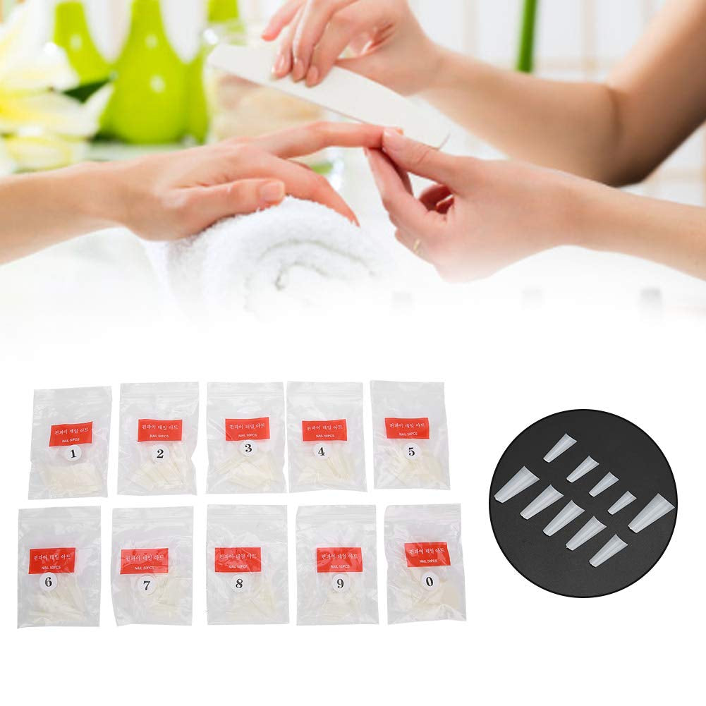 500 puntas de uñas postizas, puntas de uñas artificiales francesas naturales para manicura, L, uñas postizas DIY, gel UV ovalado, accesorios de uñas para mujeres y niñas (color natural)