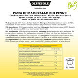Pasta di Mais Giallo Biologica Italiana Gluten Free, Formato Penne - pasta sin gluten, 100% farina di mais giallo orgánica, vegana, confezione da 3 pacchi da 350 g
