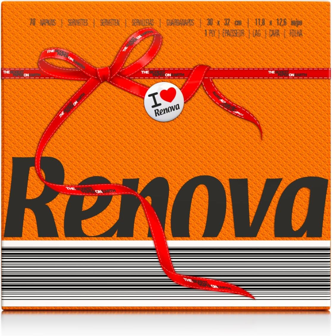 Servilletas de papel Renova, etiqueta roja naranja - 70 servilletas