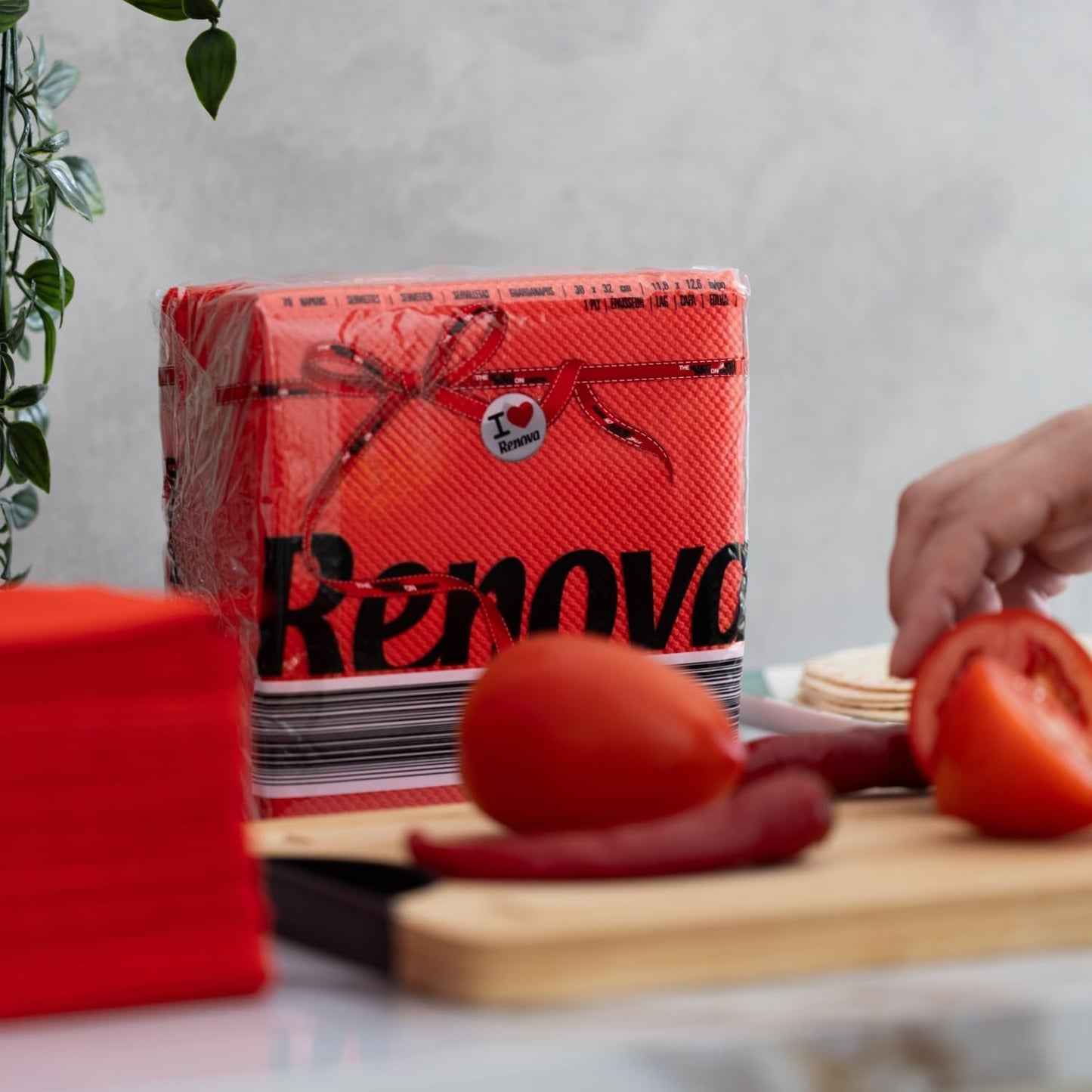 Servilletas de papel Renova, etiqueta roja roja - 70 servilletas