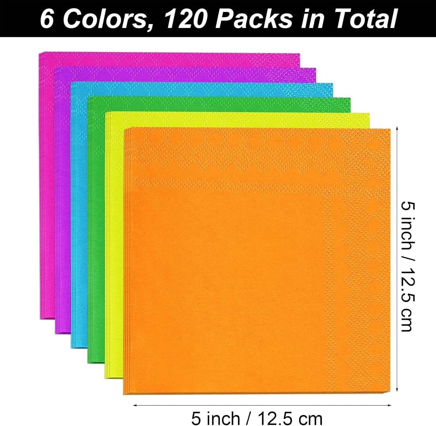120 Uds servilletas de cóctel servilletas de papel accesorios de fiesta de 2 capas 6 colores
