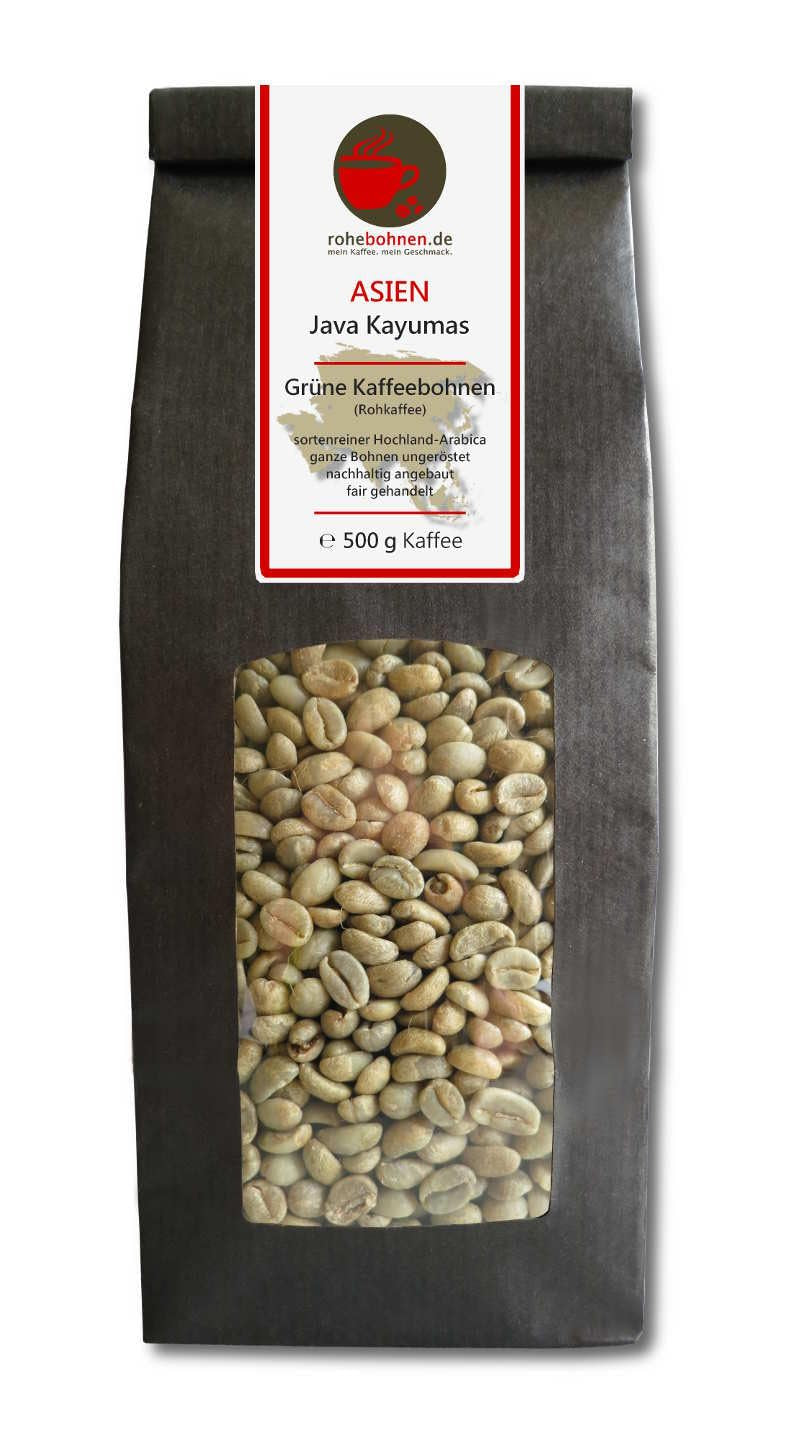 Café crudo - Café verde orgánico de Etiopía, Java y Honduras (paquete reducido en granos de café verde 3x500 g) - Certificado GMP