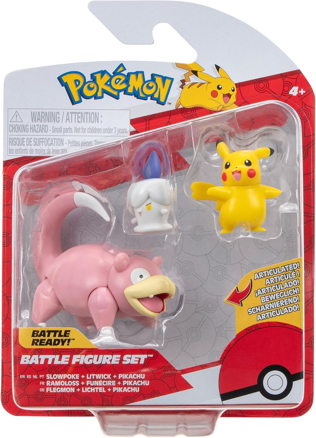 Pokémon PKW3057 Juego de figuras de batalla: Piepi, Tanhel, Lauchzelot Figuras de acción Naty Shop Lichtel, Pikachu, Phlegmon