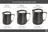 APS Jarra de leche - Jarra de leche de alta calidad con revestimiento antiadherente, de acero inoxidable - Perfecta para espumar leche - Jarra universal, negra, 600 ml