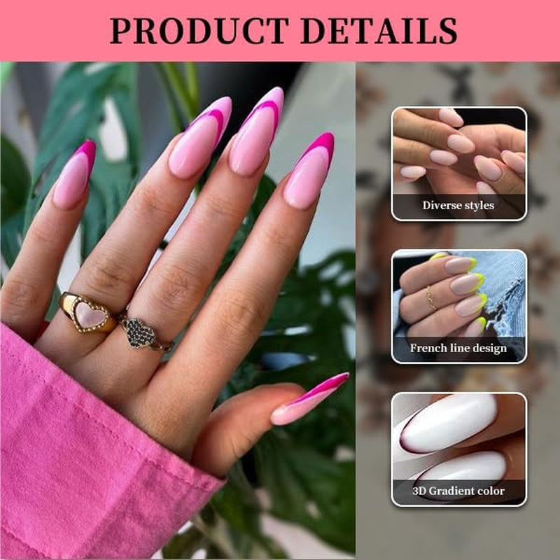 Nagelaufkleber con punta francesa - 6 Blatt Selbstklebende Nail Art Schablonen - Nagel Zubehör Und Dekoration