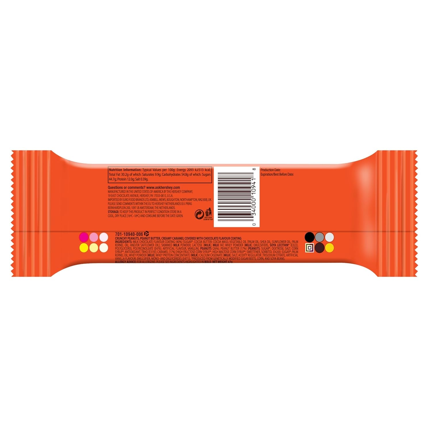 Nutrageous Peanut Butter - Barras de chocolate con mantequilla de maní: 18 piezas (18 x 47 g)