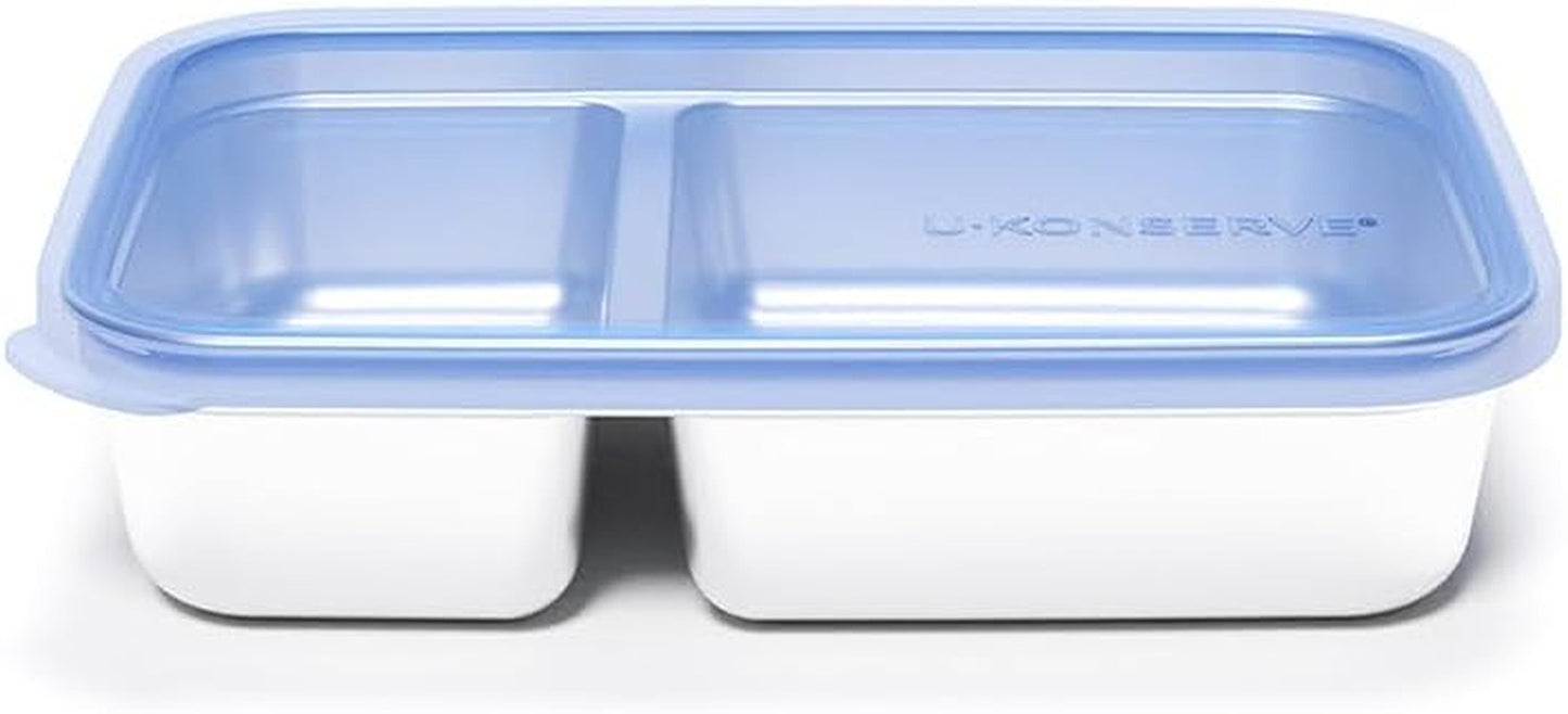 U Konserve - Contenedor de alimentos rectangular dividido de acero inoxidable con tapa de silicona - Island Teal - Cajas de almacenamiento de alimentos de 28 oz / 825 ml Naty Shop Cosmic Blue 28 Oz