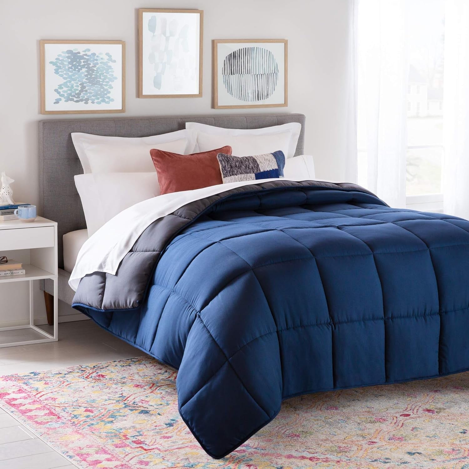 Linenspa Edredón para todas las estaciones - Edredón individual microfibra 10,5 Tog - Oeko-Tex, edredón alternativo con plumón, blanco Edredones y edredones Naty Shop Azul marino/grafito Cama de matrimonio
