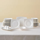 Karaca Jamie Juego de Vajilla Blanca para 12, 52 Piezas - Elegante Vajilla de Porcelana para 12 | Incluye platos, tazas, tazones |