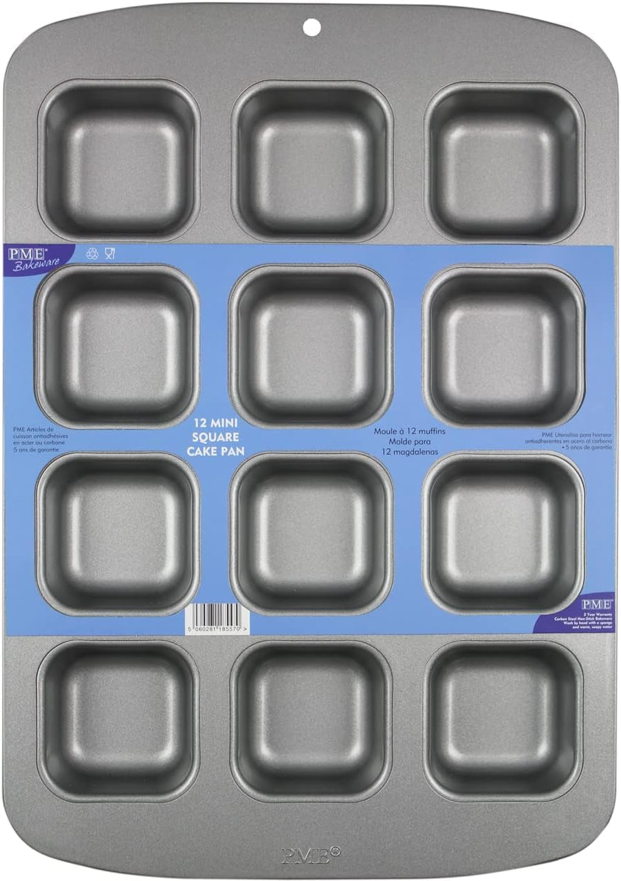 CSB106 Quadratische Antihaftbeschichtete Backform Mit 12 Minilöchern Aus Karbonstahl, Edelstahl, Silver, 37,3 X 26,1 X 3,1 Cm Moldes y bandejas para repostería Naty Shop
