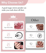 BISHENGYF Polvo de uñas cromado de oro rosaNeue Upgrade Grosse Kapazitä Chrom PulverSuper-Spiegeleffekt Metall Mirror Chrome Powder -Neon Glassy Pearl Effect Glitter Nagelkunst Pulver para salón de bricolaje