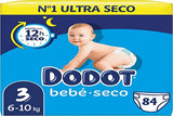 Pañales Bebé-Seco, talla 3, 6 kg - 10 kg, 84 pañales, secado hasta 12 horas