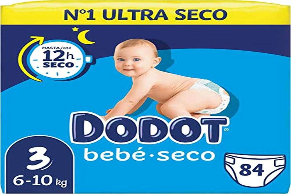 Pañales Bebé-Seco, talla 3, 6 kg - 10 kg, 84 pañales, secado hasta 12 horas